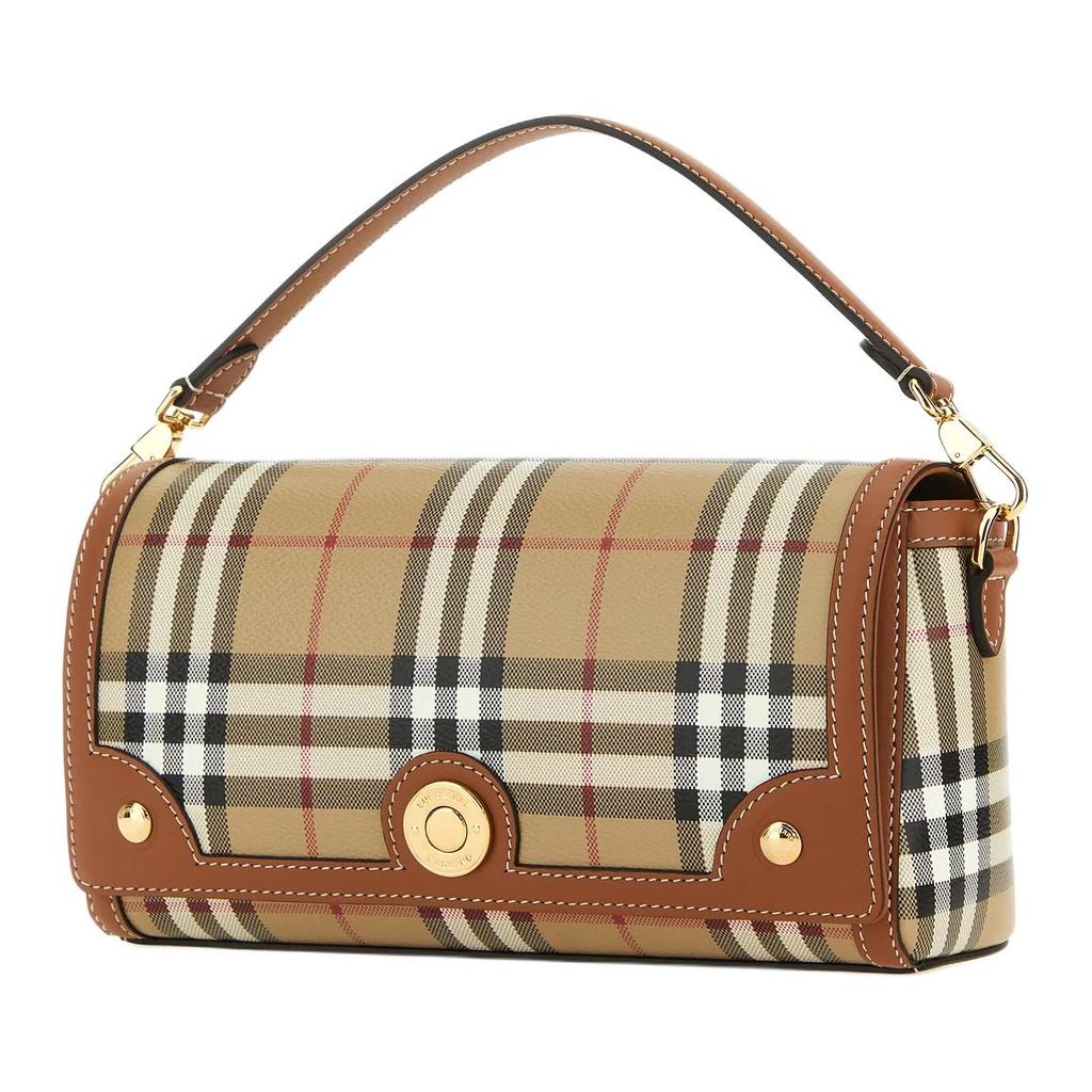 Burberry Vintage Check Leather Top Handle Bag, Luxury Gold-Tone Hardware Convertible Crossbody Handbag for Women, Daily Commute & Evening Out 81097871