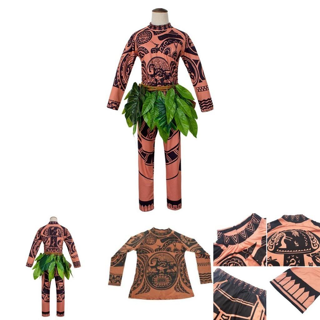 Exquisites Moana Maui Tattoo Kostüm-Outfit für Erwachsene und Kinder mit lebensechten Designs
