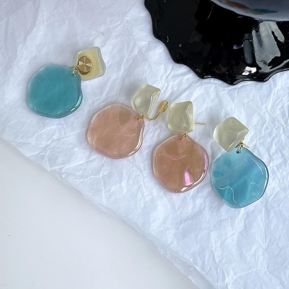 Sweet Irregular Geometric Ear Stud Wavy Round Jewelry Water Ripple Eardrop Spring Summer