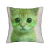 Green Alien Cat Meme Pillow Cover  Print Cushion Cover Retro Trendy Pillow Case For Sofa Home Decoration