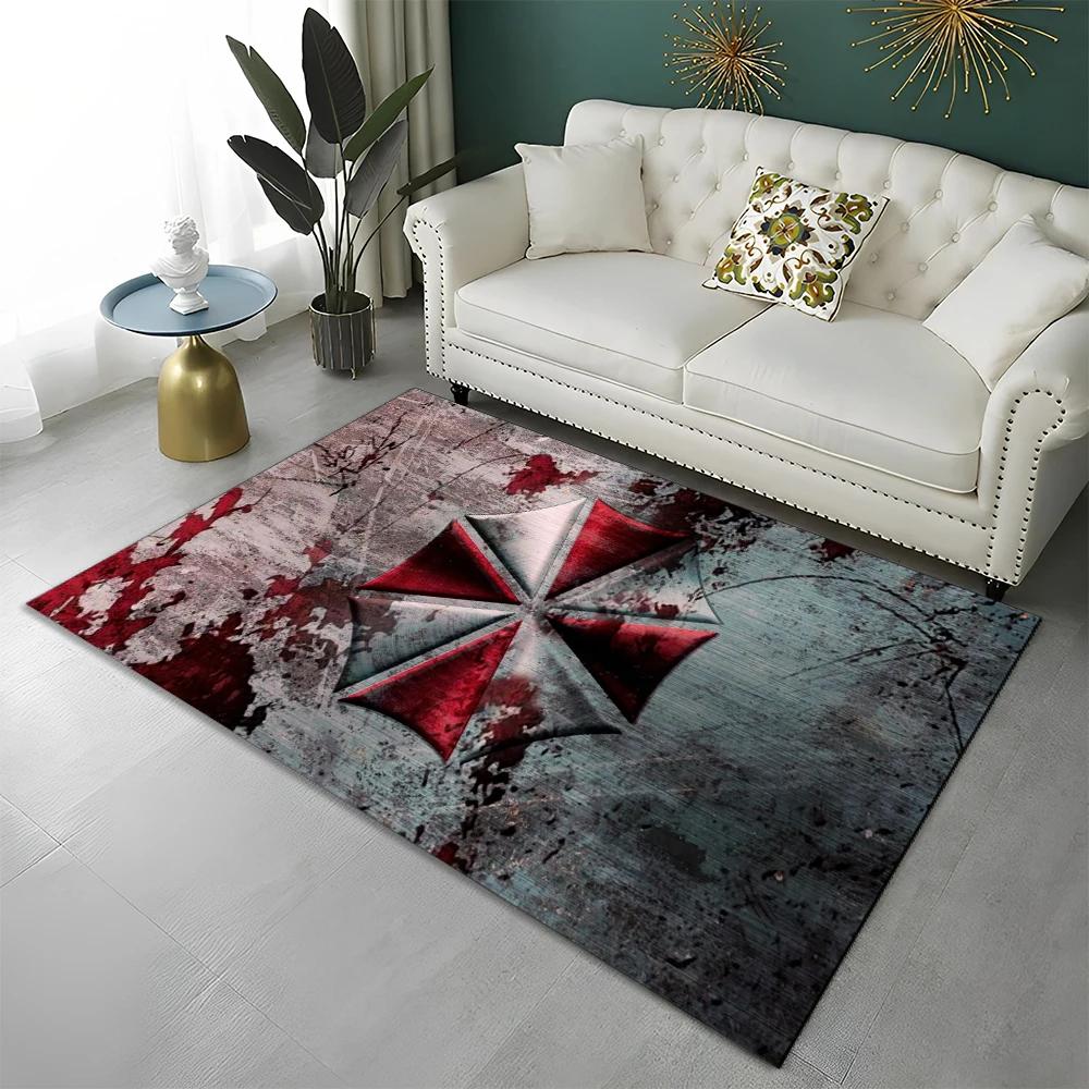 3D R-Resident Evil Gamer Spiele Teppich Teppich für Zuhause Wohnzimmer Schlafzimmer Sofa Fußmatte Dekor, Kinder Spielbereich Teppich Rutschfeste Bodenmatte