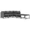 VidaXL Garden Lounge Set 6 Pcs with Cushions, Wicker Resin Grey