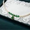 Shi Family Luxury Pearl Necklace with Green Agate Pendant – Elegant Gift for Women and Mothers