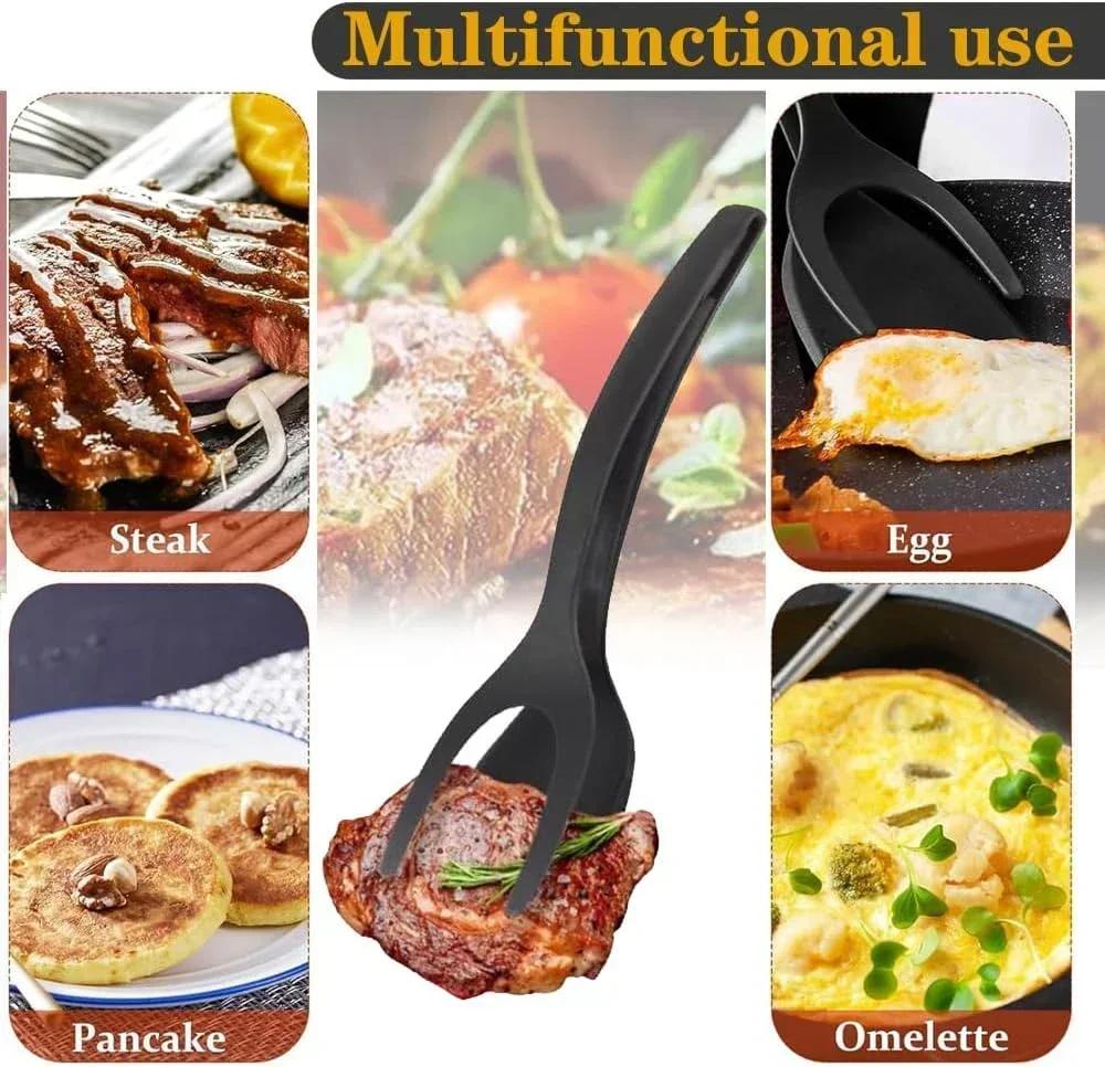 Dual-Function Nylon Steak Spatula and Clip Ideal for Frying Food Handling Egg Cooking Grilled Bread and Effortless Flipping