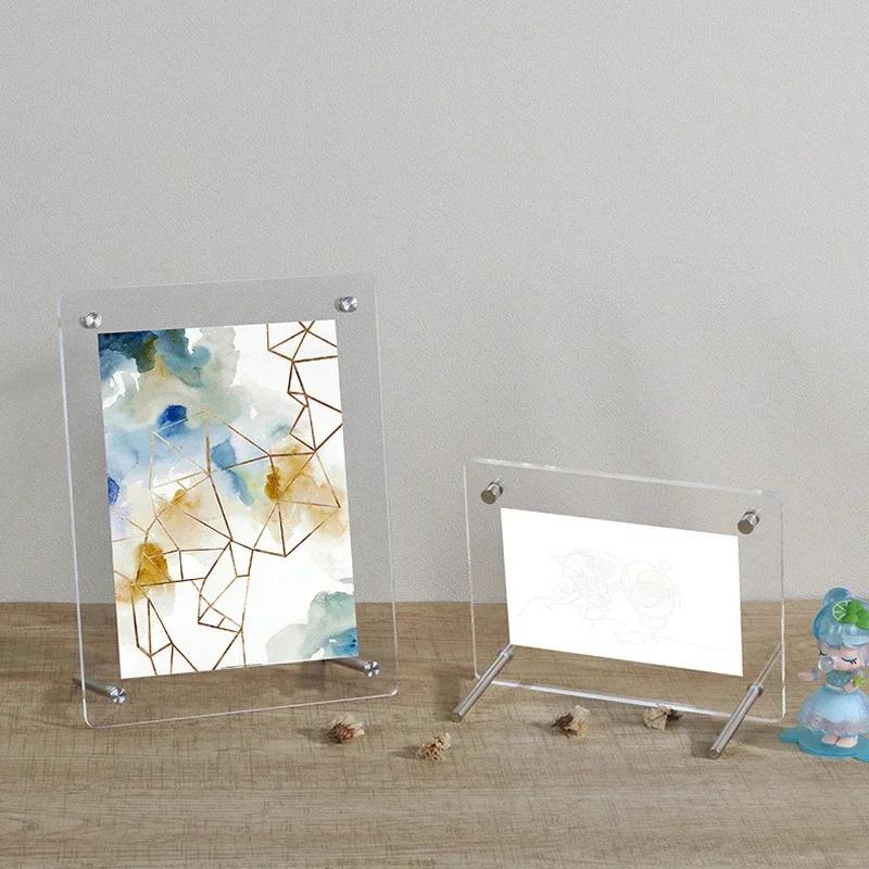 INS Transparent Acrylic Picture Frame Poster Tag Display Wedding Photo Holder Desktop Wall Decor Porta Retrato