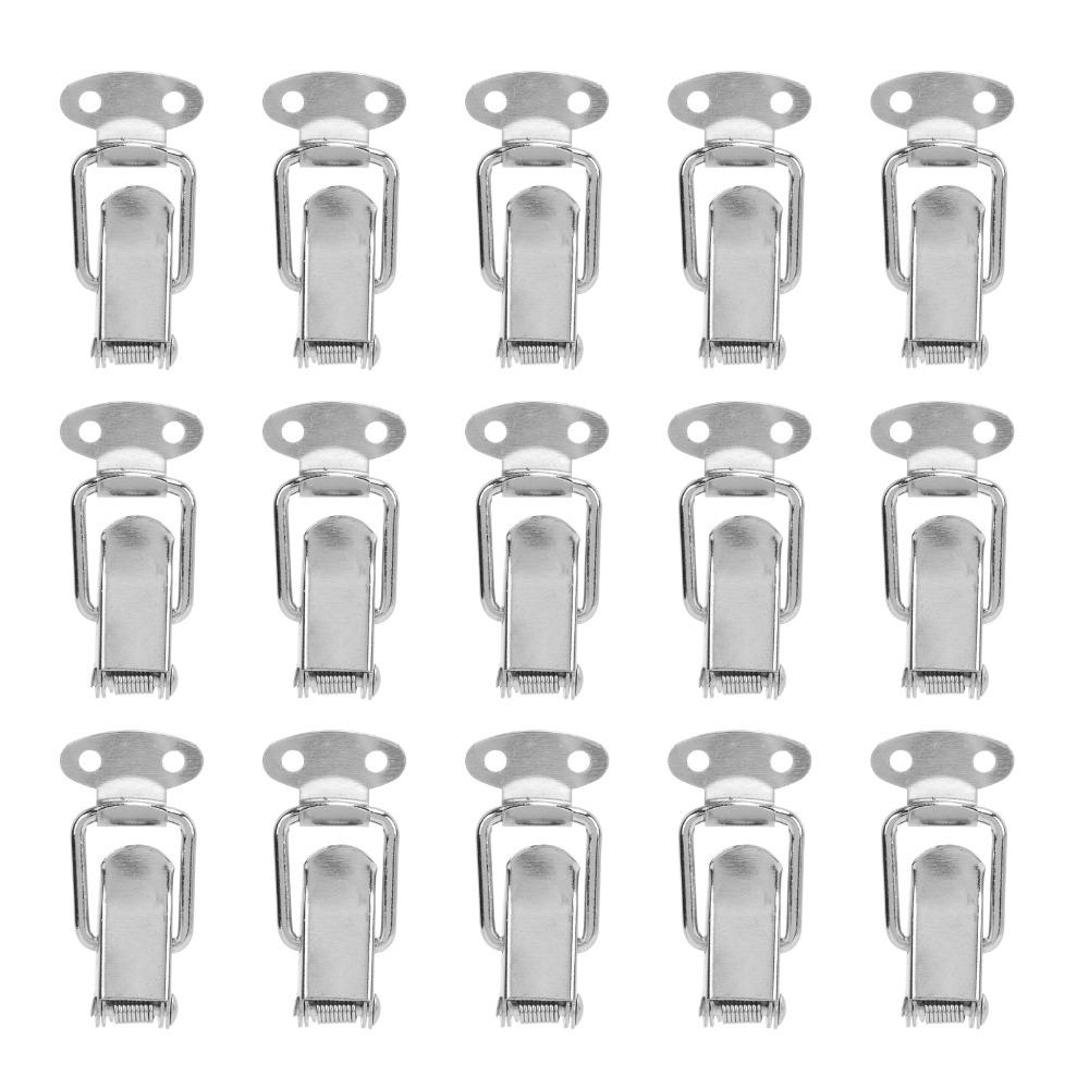 20PCS Small Size Clasp Lock Spring Loaded Duckbill Buckle Spring Lock Stainless Steel Mounting Screws Box Latch Wooden Cases
