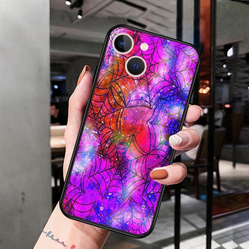 Apple Iphone15 Mobile Phone Case Luxury Color Spider Web Spider Web Mobile Phone Case Hair Painting Anti-Drop Huawei Three