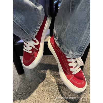 Shoes Men's Trendy Shoes Niche Breathable Red Cloth Shoes Men's Trendy Versatile High Street Board Shoes Student Canvas Shoes Men
