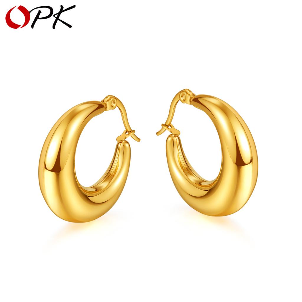 OPK Fashion Hollow Stainless Steel Earrings Golden Earrings Girl
