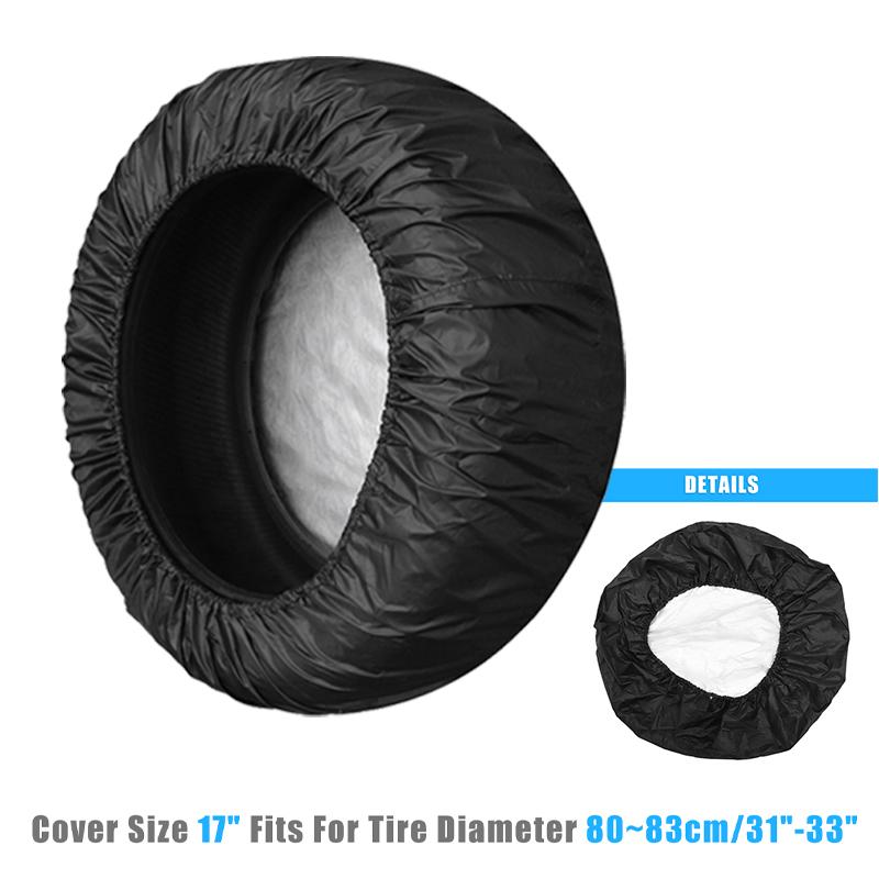 Uxcell Universal 190T Polyester Spare Tire Cover for Jeep Trailer RV SUV Truck Wheel Fit Overall Wheel Diameter 14-17 Inch Black Valve Stems 1