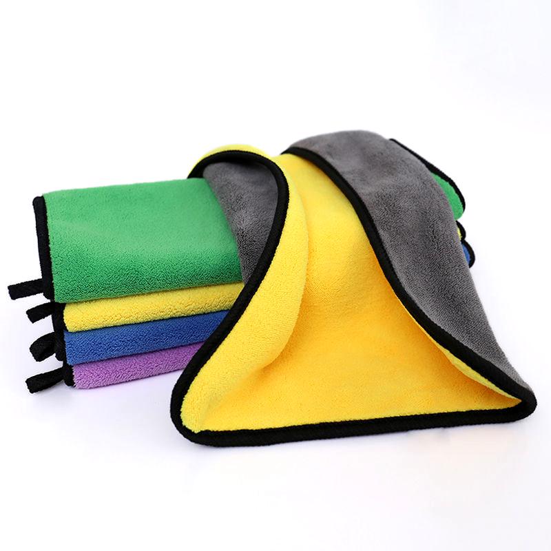 Dual-Sided High-Density Coral Fleece Car Wash Towel - Soft, Water-Absorbent, Multi-Purpose Cleaning Cloth 20x30 High-Density Edging