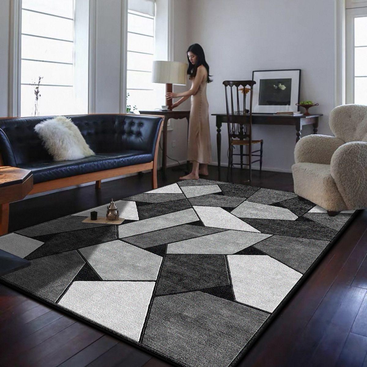 

Nordic Modern Carpet Living Room Geometric Print Children Play Mat Room Decoration Cloakroom Rugs Non-slip Bedroom Floor Mats 60x90cm