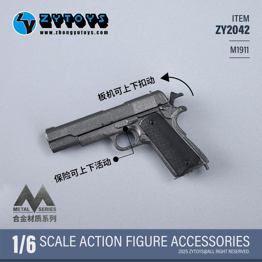 [TOYBARJAPAN] Accessorio Action Figure in Scala 1/6 ZYTOYS ZY2042 Modello Pistola Arma in Lega M1911