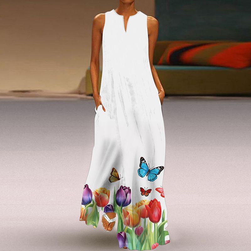 

Dress Women s Plus Size Plus Size Ladies Summer Slimming Fairy Long Dress Stage Show Beach Travel Photography Beach Dress VLCQ-495 4XL