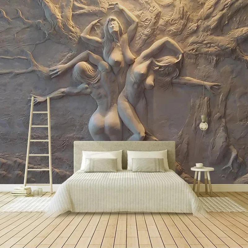 Custom Wallpaper Personality European 3D Stereoscopic Embossed Abstract Beauty Body Art Background Wall Painting Living Room Bedroom Mural