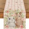New Linen Easter Rabbit Table Runner Egg Carrot Easter Tablecloth Bunny Placemat Kitchen