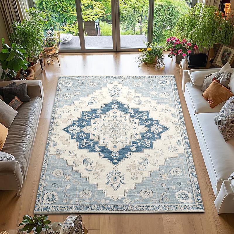 RAKKS Luxury Bohemian Crystal Area Rug,Washable,Anti-Slip,Modern Floral Print for Living Room,Bedroom Home Decor Large Carpet