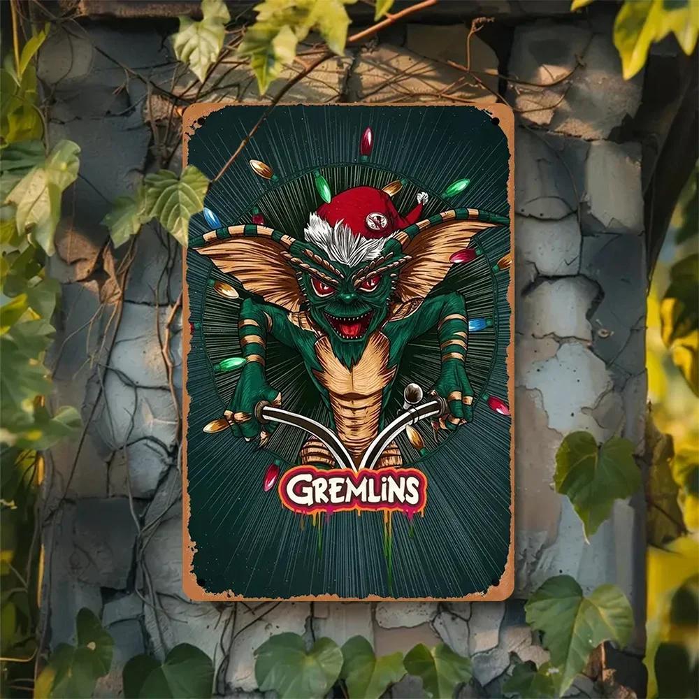 Delightful Vintage Wall Art with Gremlins, Metal Sign, Retro Humor, Perfect for Patio, Farmhouse, Cafe, a Christmas Gift Idea.