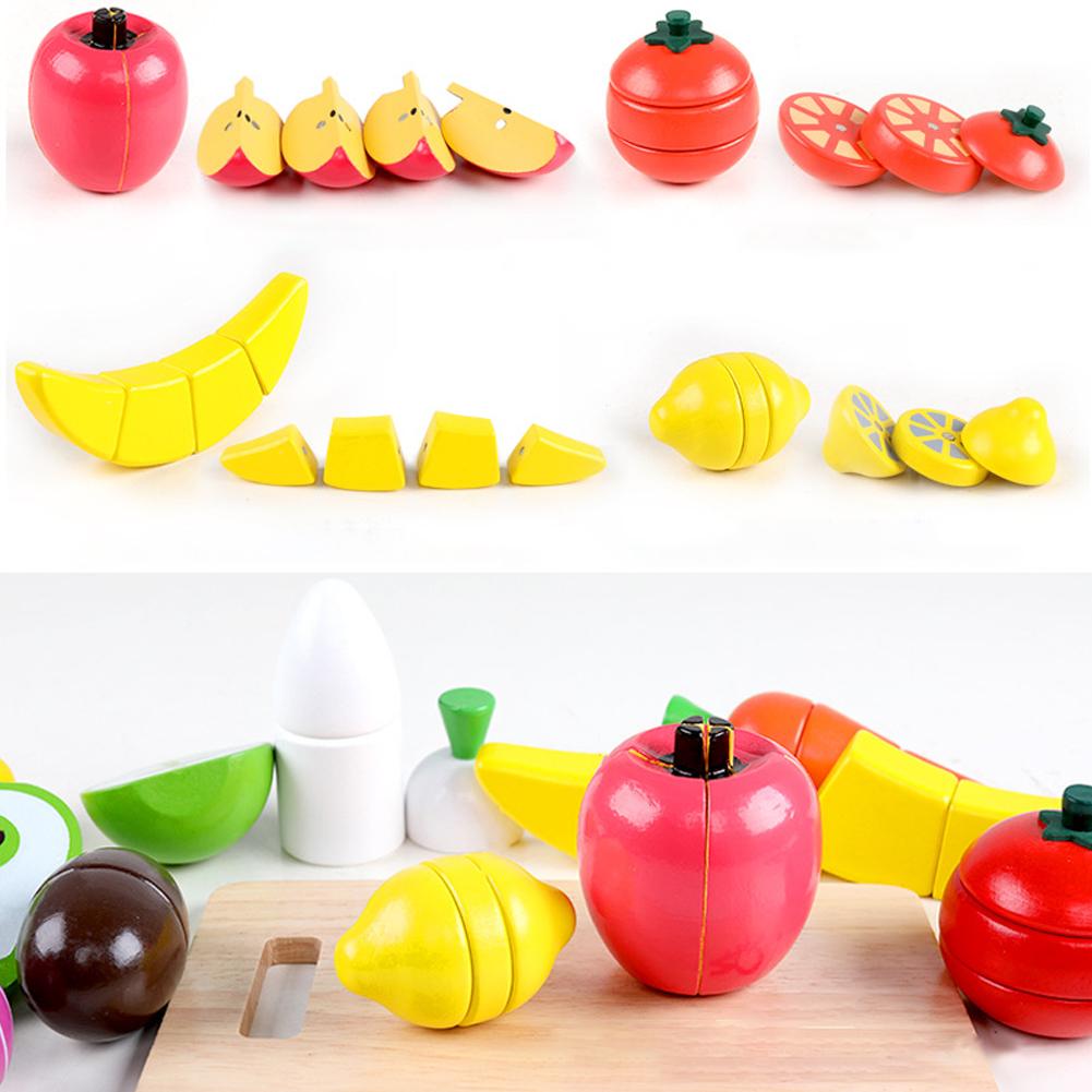 16Pcs Set Kids Imitating Fruit Vegetable Kitchen Cutting Cooking Toy Early Education