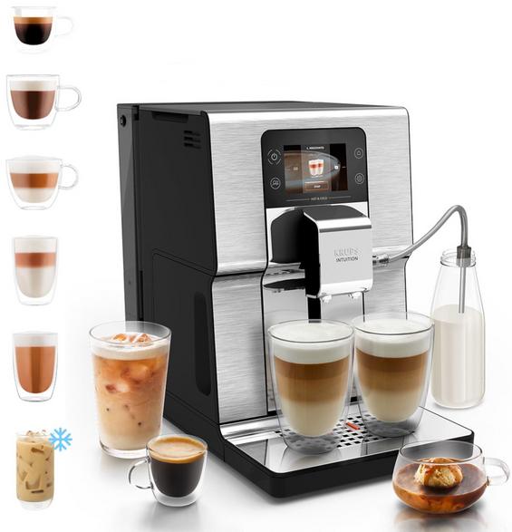 KRUPS EA879EE0 Intuition Experience Pressure Espresso Maker Hot & Cold, Silver