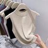 Versatile Sweater Knitted Slim Solid Color Base Layer Camisole Tank Top High Neck Short Outer Wear Sleeveless Top