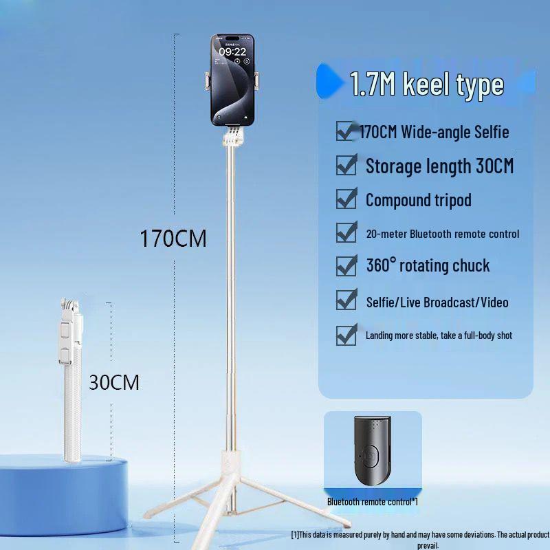 Portable Bluetooth Selfie Stick with Remote, Tripod Stand for Photography and Streaming, Foldable and Ideal for Travel