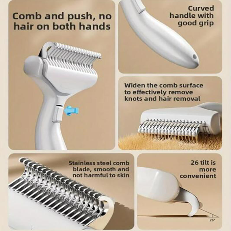 Floating Stainless Steel Dog Hair Removal Brush For Long Hair Breeds Puppy Cat Comb Pet Grooming Products Curved Design