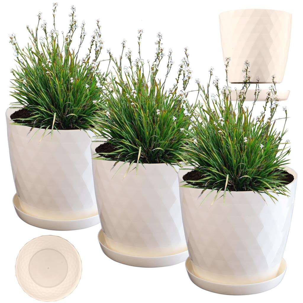 KADAX 3x Pot 16cm Cover + White Saucer