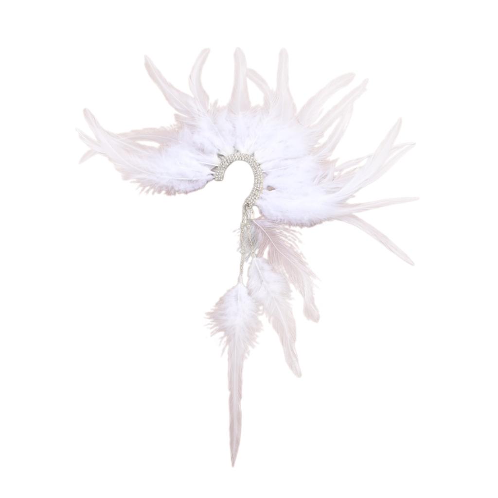 Handmade Feather Ear Cuff Imitation Feather Wrap Not Piercing Tassel Ear Clip Cuff Earrings for Women Wedding Cosplay