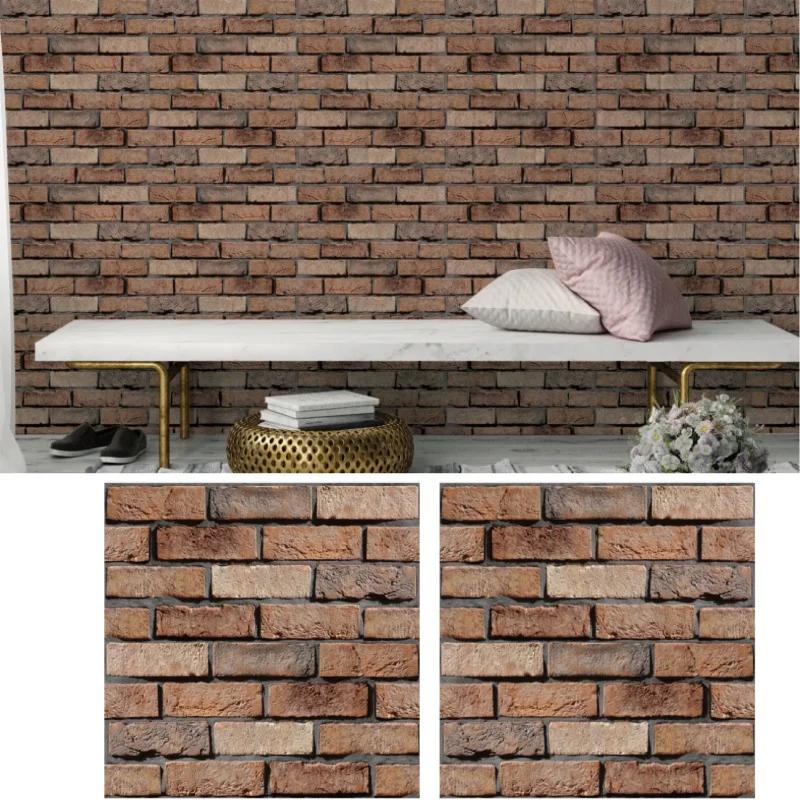 Self Stick Waterproof 3D Brick Wall Panels Vintage Design 30x30cm for Bathroom Fireplace Backsplash Home Decor