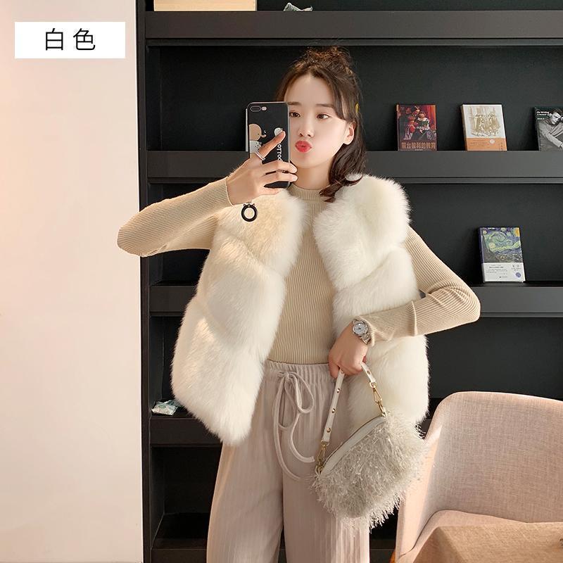 Autumn and winter clothing imitation fur vest women's short vest imitation fox fur vest splicing jacket