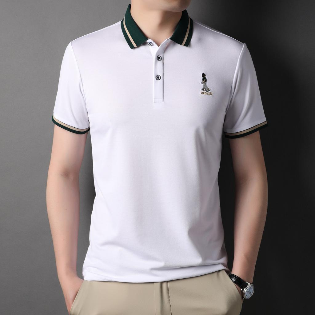 Sommer Neues Herren-Poloshirt Mode für Männer mittleren Alters Marken-Leichtes Business-Casual Kurzarm-T-Shirt