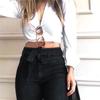 High Waisted Stretchy Tied Flared Wide Leg Jeans for Women High Waist Tie Jeans High Stretch Slim Flare Jeans Casual Wide Leg Pants