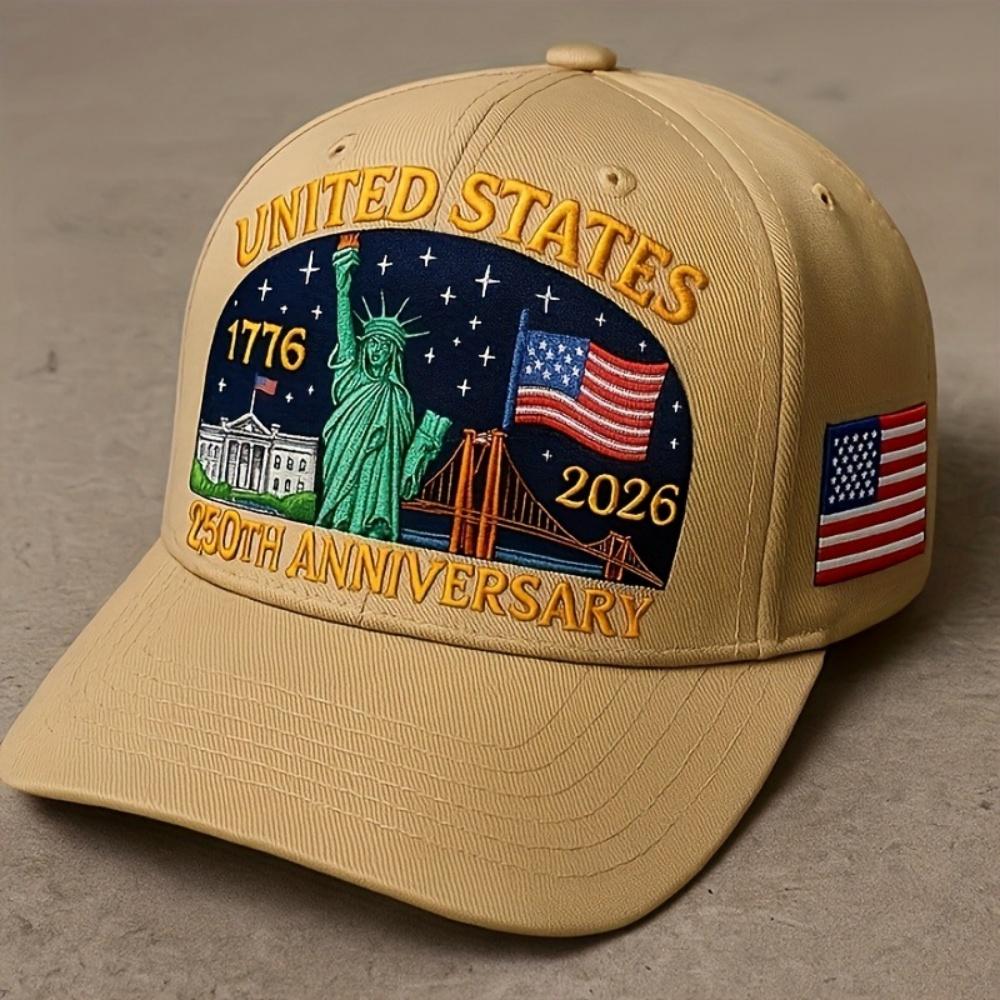 US 250th Anniversary Cap Breathable Patriotic Baseball Caps Flag Statue of Liberty 1776-2026 Embroidered Hats Trucker Hat