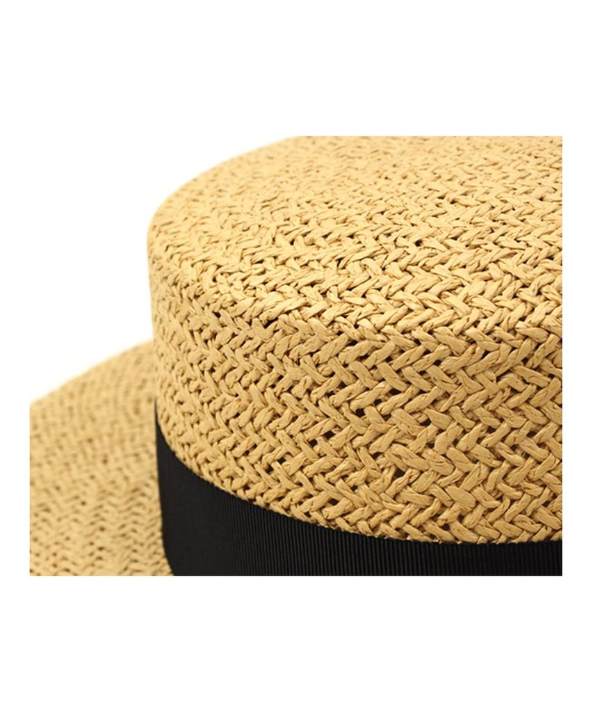 Beige Flat Panama Hat