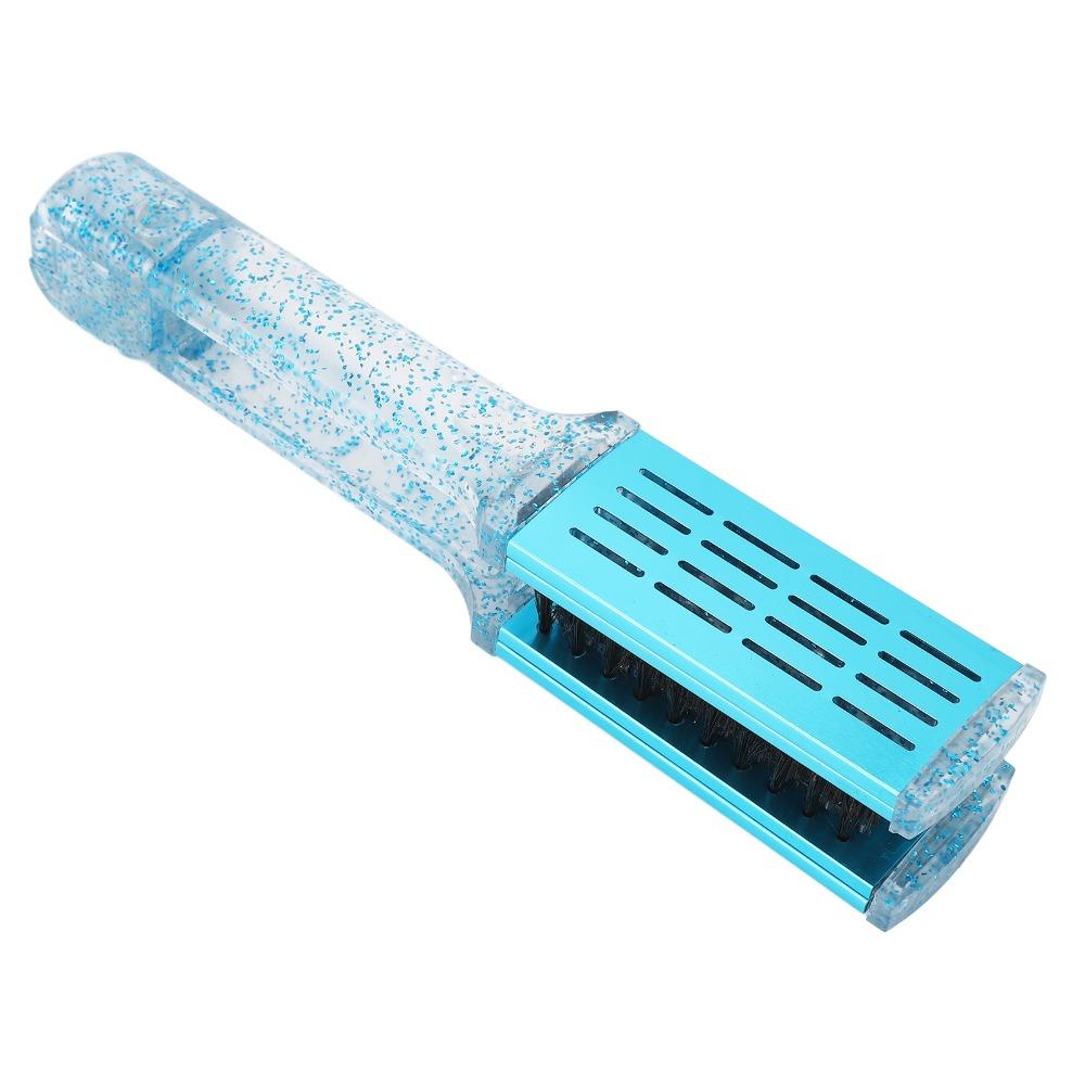 Multifunction Hair Straightener Clamp Brush Blue Hair Straightening Splint Comb Salon Use
