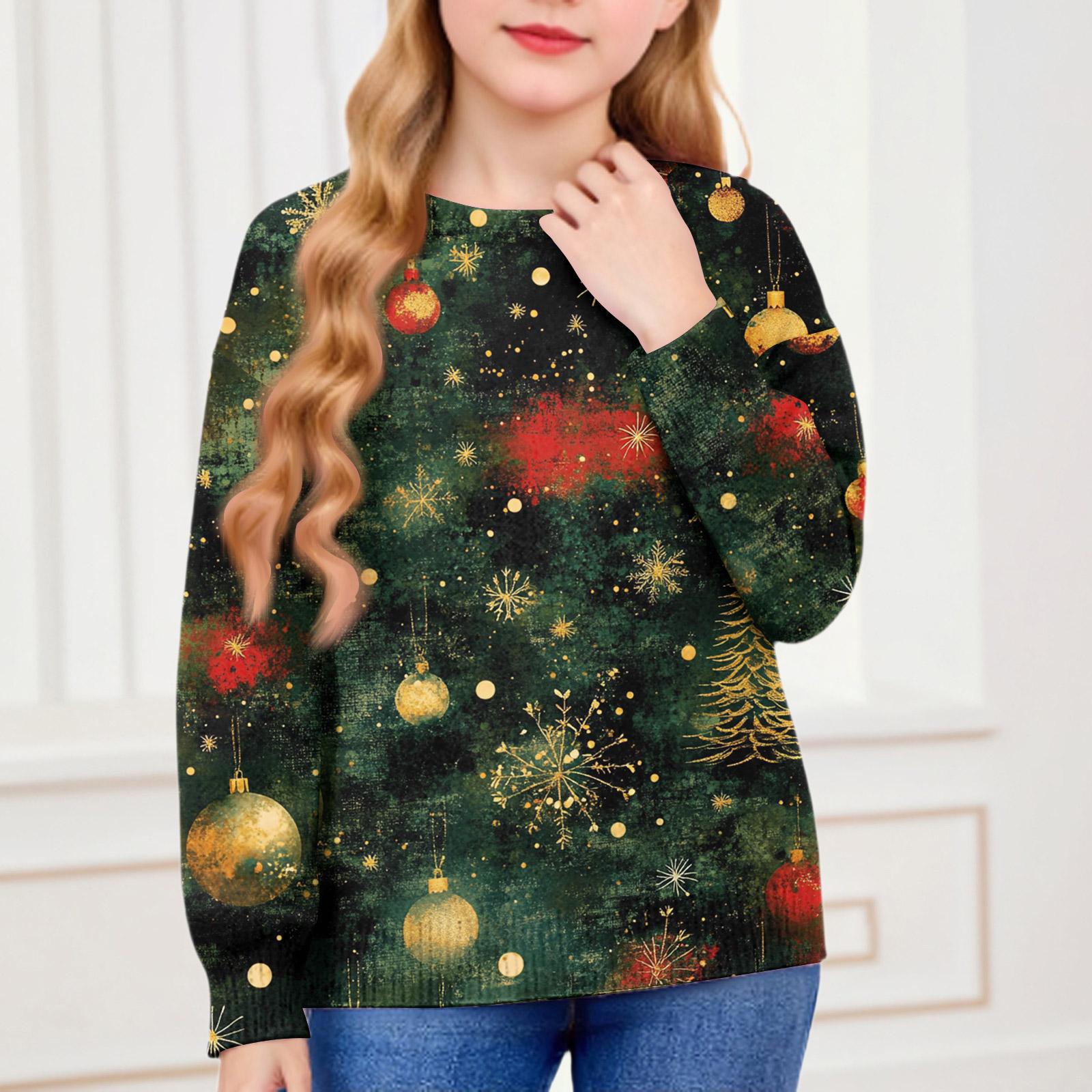 

Рождественские свитшоты для детей мальчиков и девочек вязаный свитер милая рубашка осенний пуловер с круглым вырезом топы 90