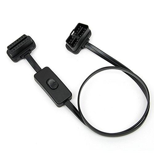 CarAngels OBD2 Extension Flat Cable with Switch 60cm OBDII 16PIN