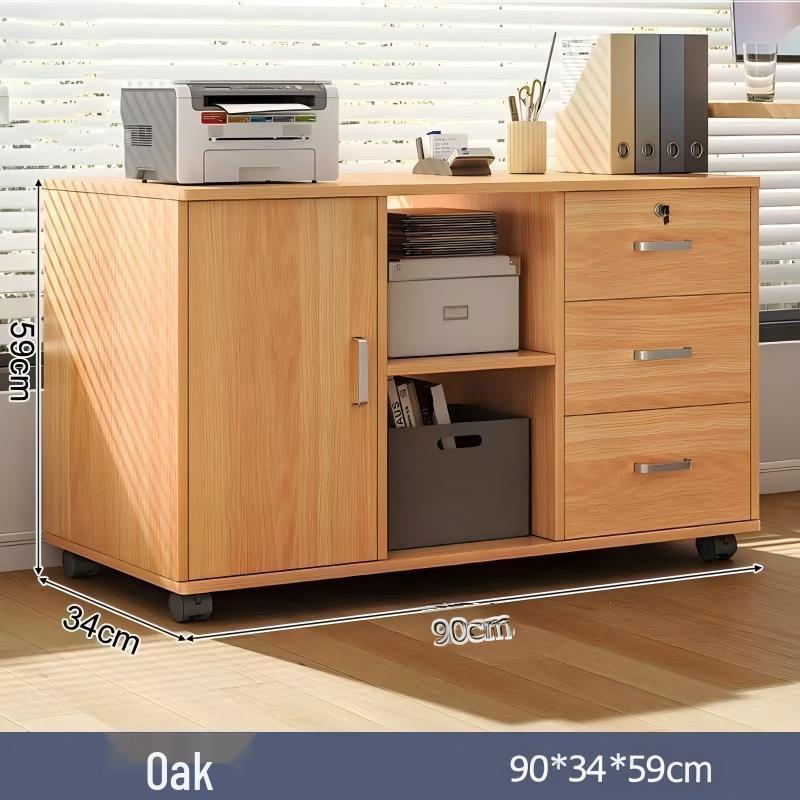 Office Desk with Movable Under-Storage and File Cabinets