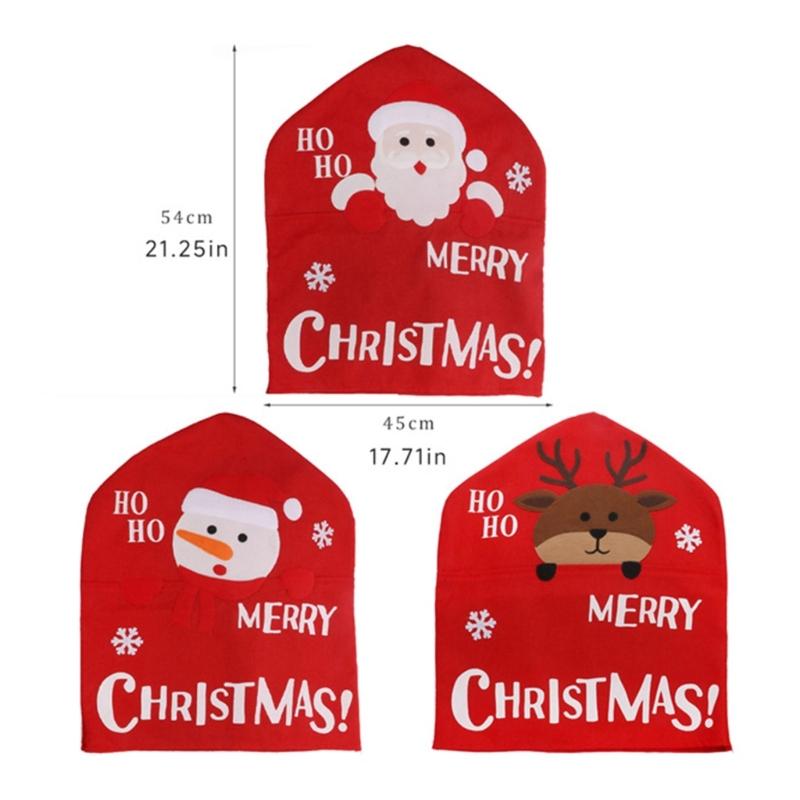 Santa Figure Fabric Chair Cover Smooth Universals Size for Dining Living Room Christmas Decoration