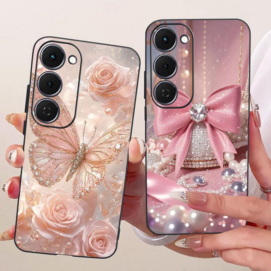 Case For Tecno Spark 40 Pro 40Pro+ 4G Cover Fashion Flower Phone Case Slim Black Silicone Soft Cover For Tecno Spark40 40C Shell