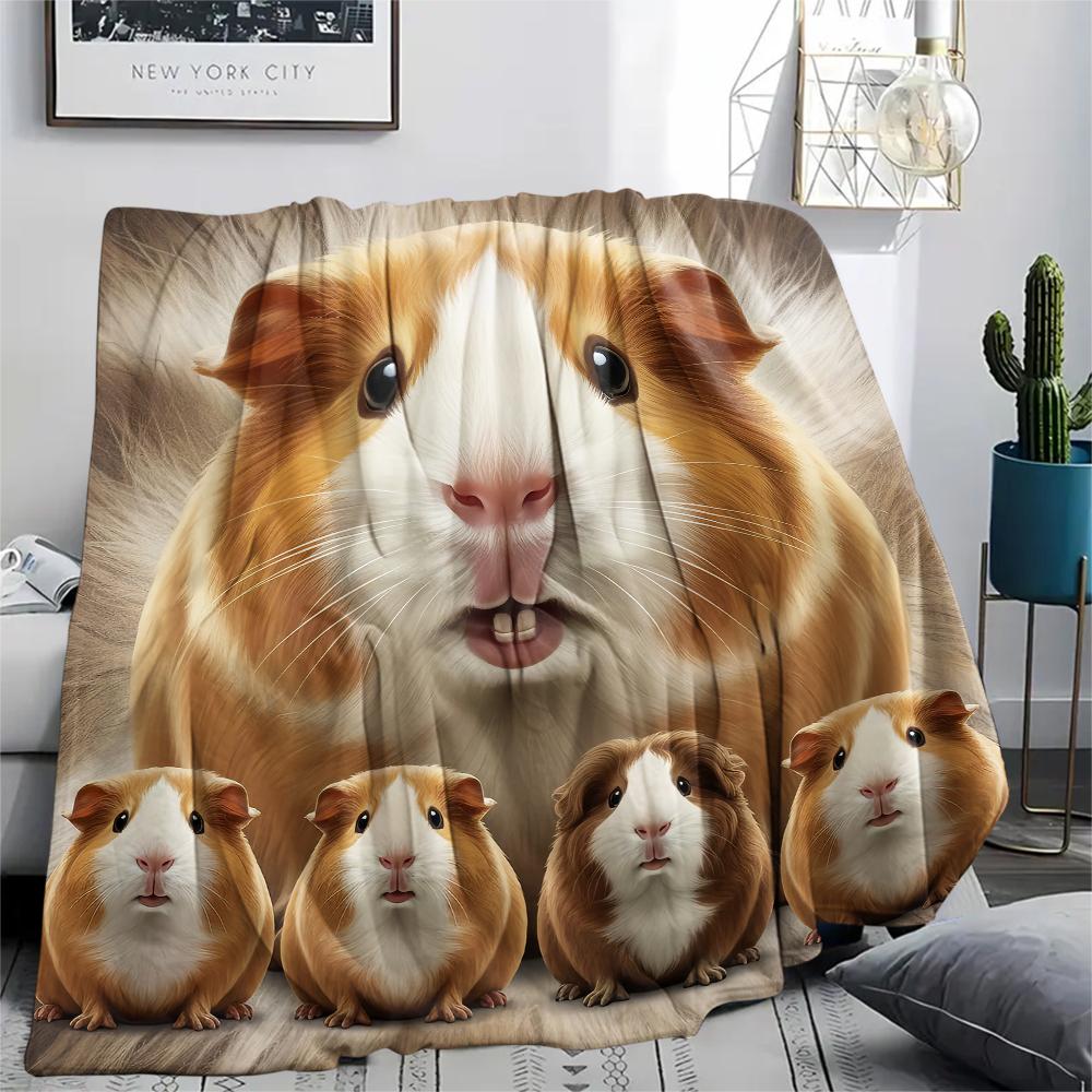 1Pc Hamster and Rat Print Flannel Blanket, High Quality Comfortable for All Seasons, Home Decor, Warmth and Comfort, Perfect for Gifts