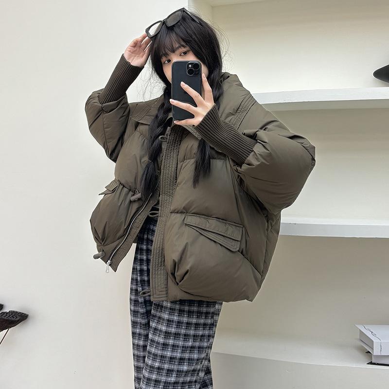 

Premium white duck down large lapel short down jacket women s 2025 winter thickened temperament horn buckle bread jacket tide One Size