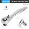 1Pc Mini Treble 1/4 Ratchet Wrench Set Double Ended Quick Socket Screwdriver Hex Torque 2-in-1 Spanner Hand Repair Tool