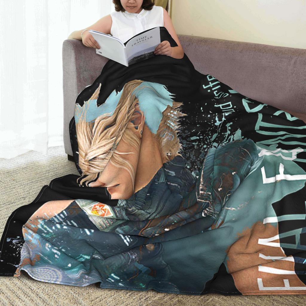 Flannel Throw Blanket Cloud Strife Final Fantasy 7 Games FF7 Warm Plush Blankets Soft Bedspread for Bed Living room Home Picnic