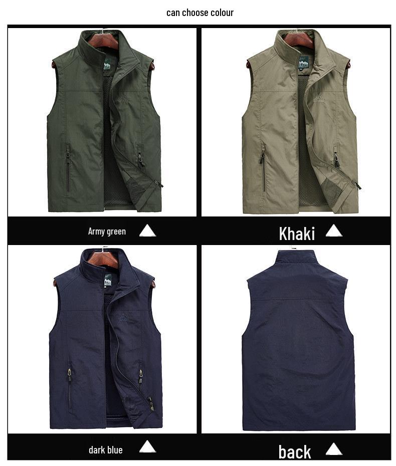Men's Multi-Pocket Quick Dry Outdoor Vest for Fishing, Photography, and Work, Plus Size, Spring/Autumn