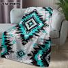1pc Turquoise Aztec Print Fleece Blanket, Southwestern Boho Throw Blanket for Home Couch Bedroom Decor