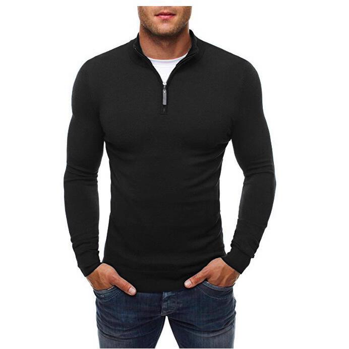 Men's Slim Fit High Neck Zipper Pullover Sweater