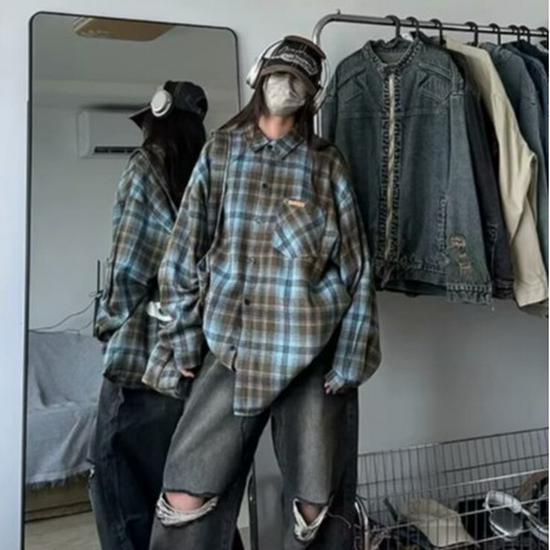 

Унисекс 2024 Весенняя Модная Клетчатая Куртка-Рубашка с Длинным Рукавом Extra Large коричневый