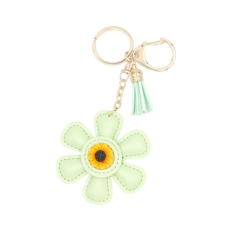 Creative Sunflower Bag Charm Keychain Pu Leather Pendant Keyring Sweet Charm Flower Hanging Bag Backpack Deco Accessory Gift